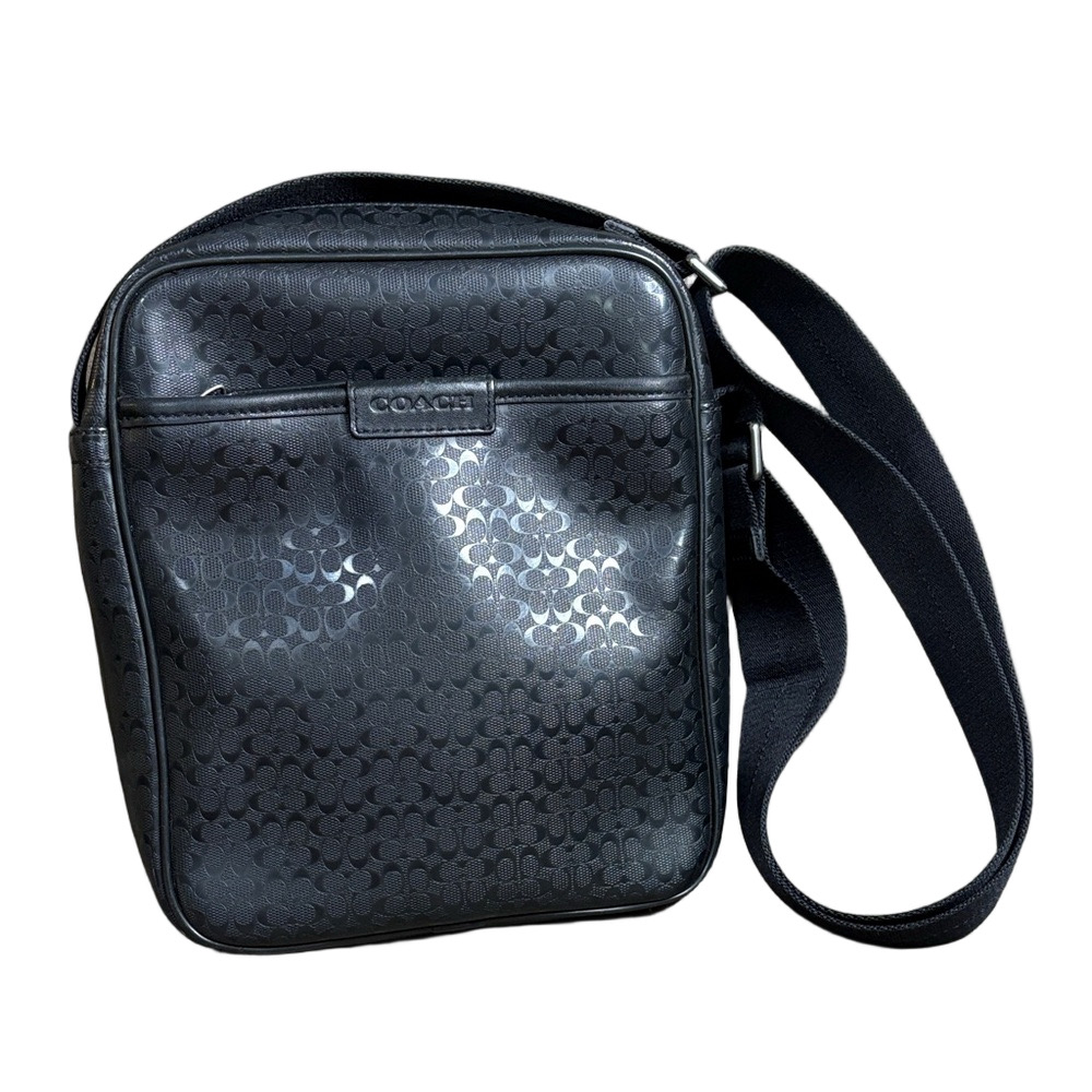 Coach Houston Flight Bag Men's Crossbody Bag Black Leather D1493